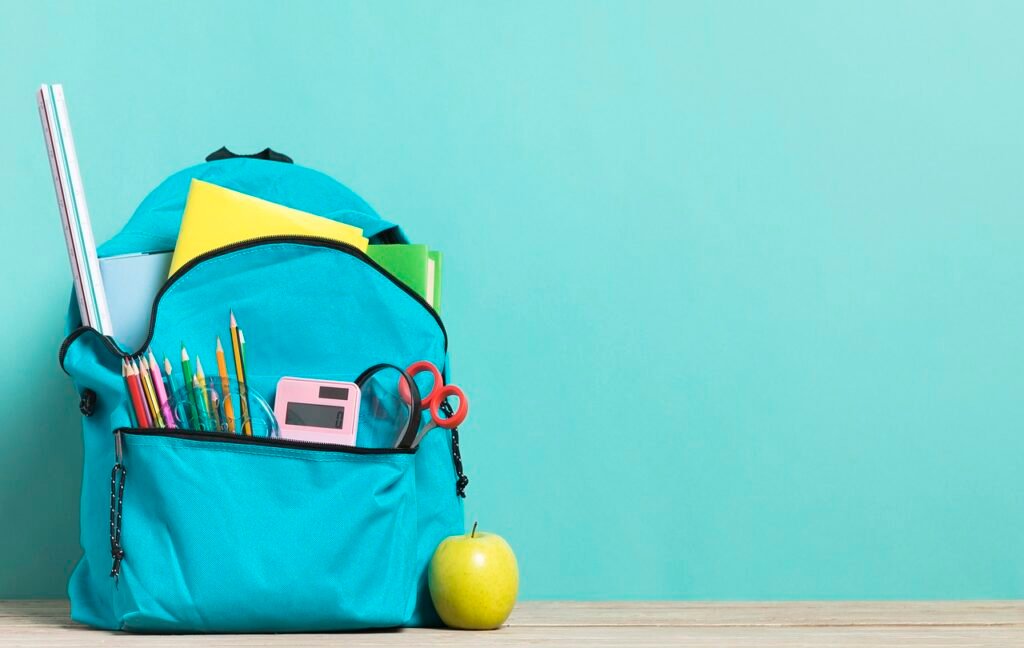 school supplies, stationery, backpack
